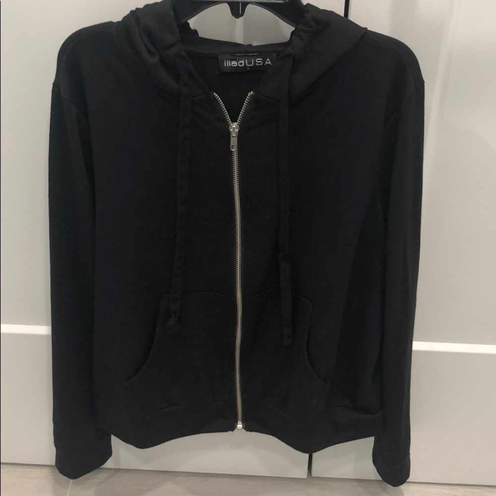 Women’s plain black zip up